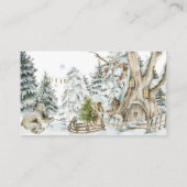 冬の森の赤ちゃんシャワーブックベビーカード エンクロージャーカード (裏面)