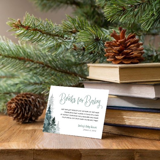 冬の森の赤ちゃんシャワーブックリクエストカード エンクロージャーカード