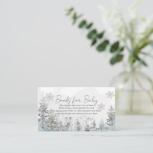 冬の森の赤ちゃんシャワーブックリクエスト エンクロージャーカード (スタンド正面)