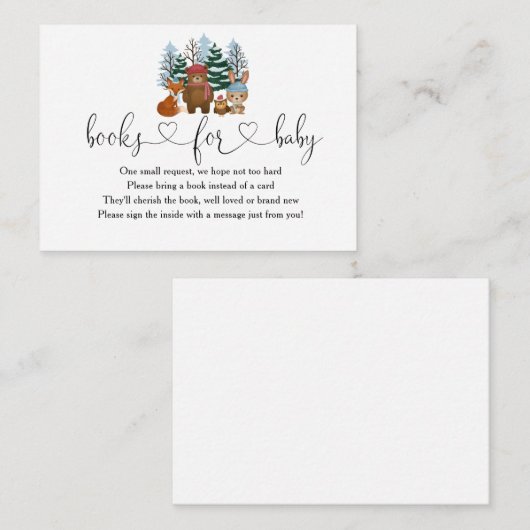 冬の森の赤ちゃんシャワーベビー エンクロージャーカード (正面/裏面)