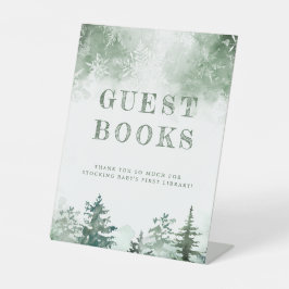 冬の森の赤ちゃんシャワーベビー 台座サイン