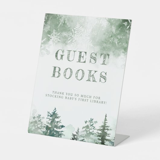 冬の森の赤ちゃんシャワーベビー 台座サイン (正面)