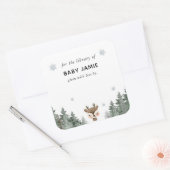 冬の森の赤ちゃんシャワー図書館 スクエアシール (封筒)