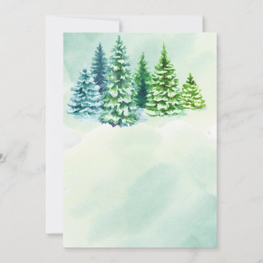 冬の森の赤ちゃんシャワー外は寒い 招待状 (裏面)