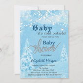 冬の森の赤ちゃんシャワー外は寒い 招待状 (正面)