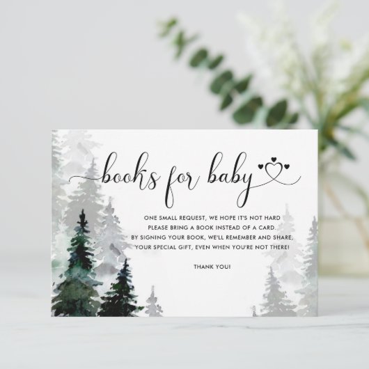 冬の森の赤ちゃんシャワー男女兼用本 エンクロージャーカード (スタンド正面)