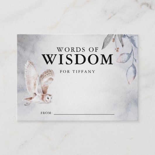 冬の森の赤ちゃんシャワー知恵の言葉 エンクロージャーカード (正面)