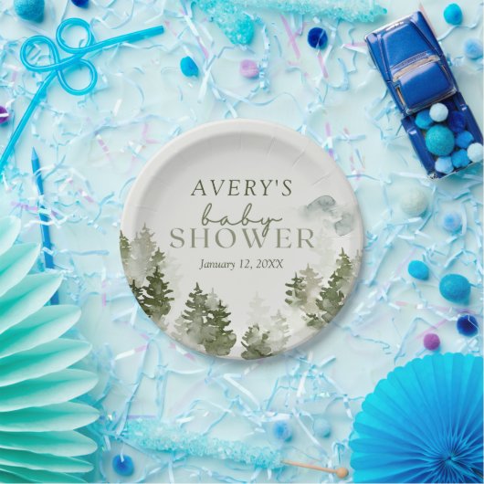 冬の森の赤ちゃんシャワー ペーパープレート (パーティー)