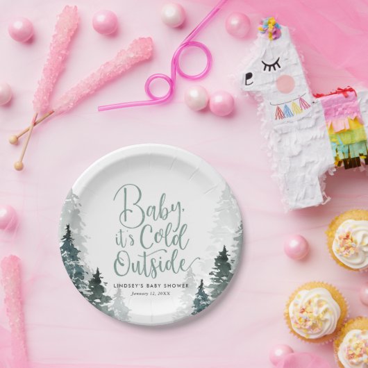 冬の森の赤ちゃんシャワー ペーパープレート (パーティー)
