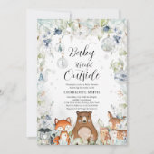 冬の森の赤ちゃんシャワー 招待状 (正面)