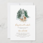 冬の森の赤ちゃんシャワー 招待状 (正面)