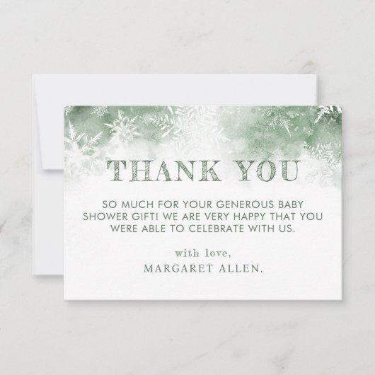 冬の森の赤ちゃん感謝していシャワーあなた サンキューカード (正面)