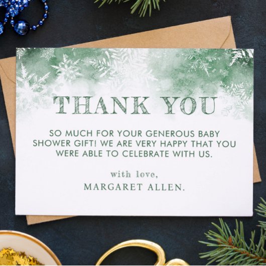 冬の森の赤ちゃん感謝していシャワーあなた サンキューカード