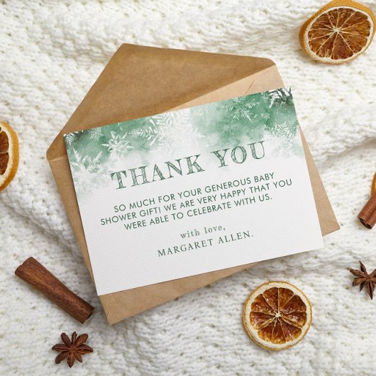 冬の森の赤ちゃん感謝していシャワーあなた サンキューカード