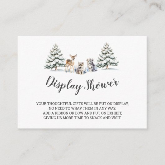 冬の森の赤ん坊の動物|ホワイトディスプレイシャワー エンクロージャーカード (正面)