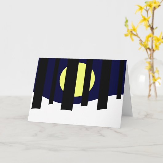 冬の森の近くで月が昇る空白の: カード (黄色い花)