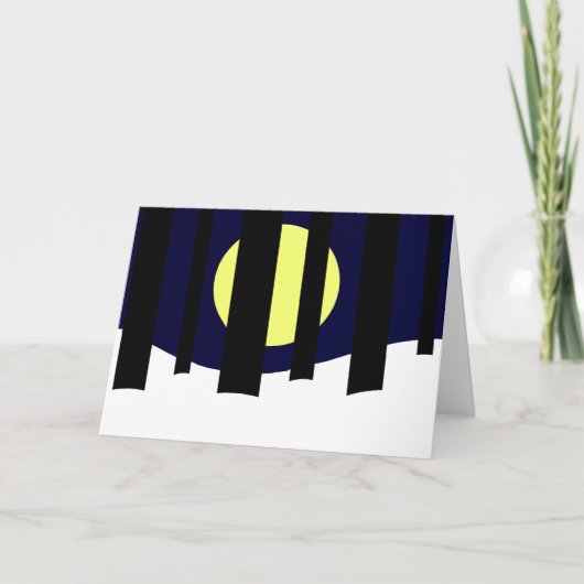 冬の森の近くで月が昇る空白の: カード (正面)