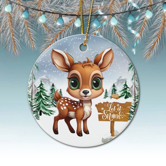冬の森の野生動物シカのホリデー装飾🦌🎄 セラミックオーナメント