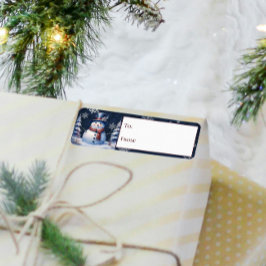 冬の森の雪だるまクリスマスギフトの行き来 ラベル