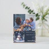 冬の森の雪だるまクリスマスフォト シーズンカード (スタンド正面)