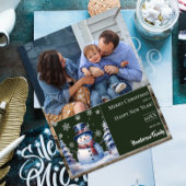 冬の森の雪だるまクリスマスフォト | Green シーズンカード