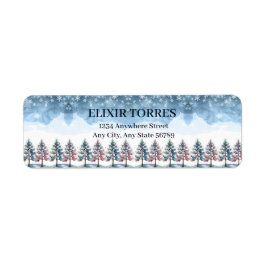 冬の森の雪と松の木の赤ちゃんシャワー ラベル