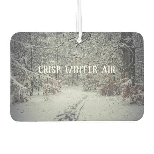 冬の森の雪に覆われた道 カーエアーフレッシュナー (正面)