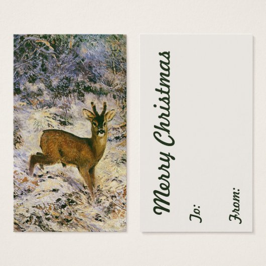 冬の森の雪のヴィンテージクリスマストインデナー (正面&裏面)