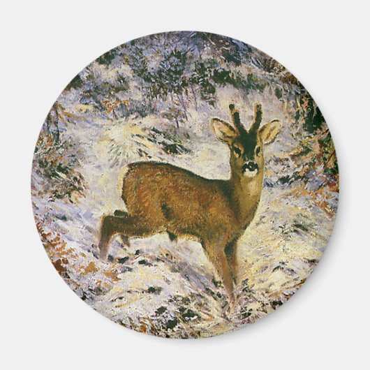 冬の森の雪のヴィンテージクリスマストインデナー マグネット (正面)