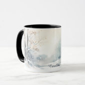 冬の森の雪の中の雄鹿 マグカップ (正面左)