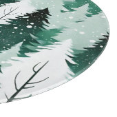 冬の森の雪の水彩画の常緑樹 カッティングボード (角)