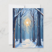 冬の森の雪の水彩画の木々カード (正面)