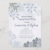 冬の森の雪の結晶エンゲージメント招待状 招待状 (正面/裏面)