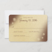 冬の森の雪の結晶 ブラウンとゴールドの返信 出欠カード (正面)