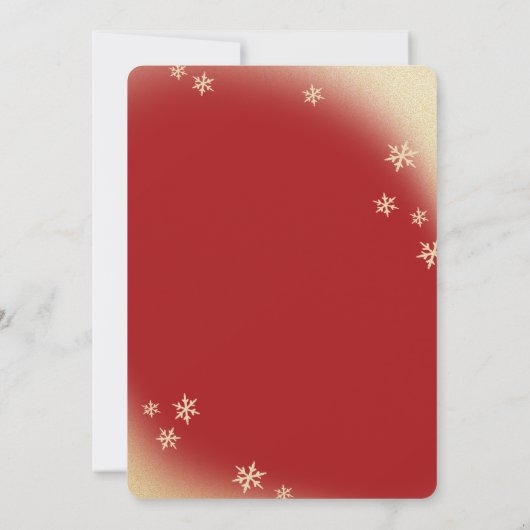 冬の森の雪の赤と金ゴールド結婚ズ 招待状 (裏面)
