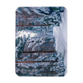 冬の森の雪の道 マグネット (縦)