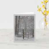 冬の森の雪場面挨拶状 カード (黄色い花)