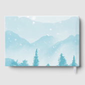 冬の森の雪山ウエディング ゲストブック (裏面)