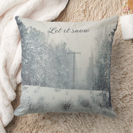 冬の森の雪 クッション (ブランケット)