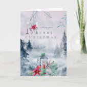 冬の森の霧の水の色キャンドルライトランタン シーズンカード (正面)