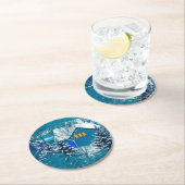 冬の森の青い家 ラウンドペーパーコースター (インサイチュ)