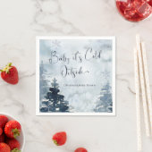 冬の森の青それは赤ちゃんシャワー外で寒い スタンダードカクテルナプキン (インサイチュ)