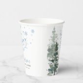 冬の森の青ベビーシャワー外は寒い 紙コップ (右)