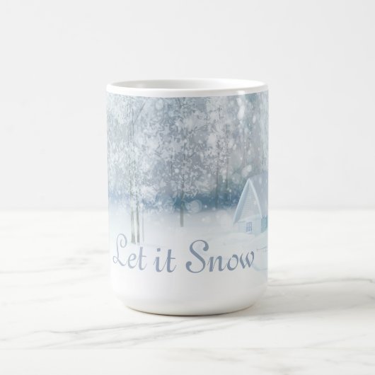 冬の森の風景が雪を降らせる コーヒーマグカップ (中央)