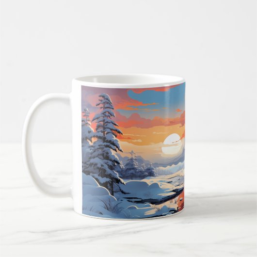 冬の森の風景 コーヒーマグカップ (左)