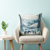 冬の森の馬の馬モノグラム クッション (椅子)