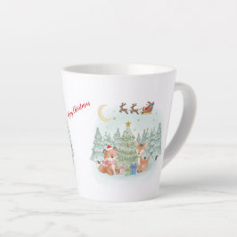 冬の森の魔法のクリスマスの夜 カフェラテマグ