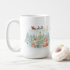 冬の森の魔法のクリスマスの夜 コーヒーマグカップ