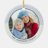 冬の森の鳥の家族の写真 セラミックオーナメント (裏面)