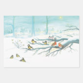 冬の森の鳥 ラッピングペーパーシート (正面2)